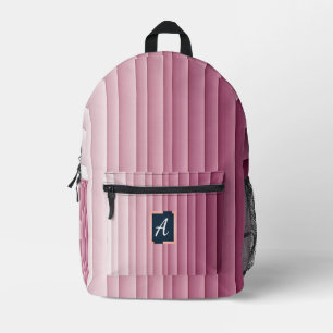 Impresa Mochila vertical de gradiente rosado monograma per