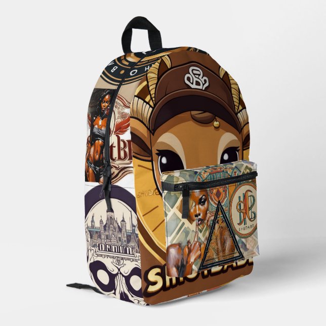 Impresa Mochila vintage Hip-Hop Print Cut Sew (Esquina izquierda trasera)