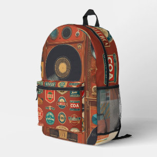 Impresa Mochila vintage Hip-Hop Print Cut Sew