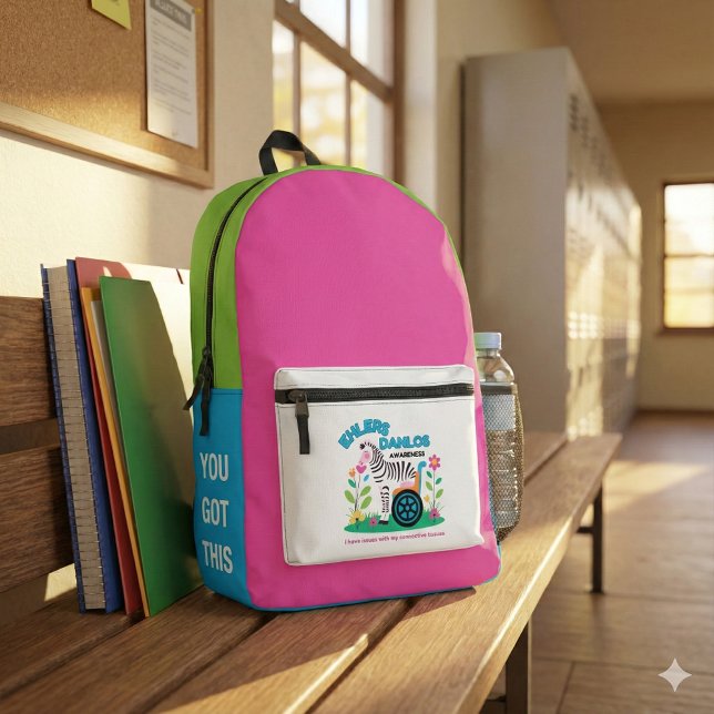 Impresa Mochila Zebra de EDS Awareness (Empower someone special with this EDS Awareness "You got this" zebra backpack! )