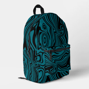 Impresa Moda de ondas de patrón Mochila azul negro - Elegi