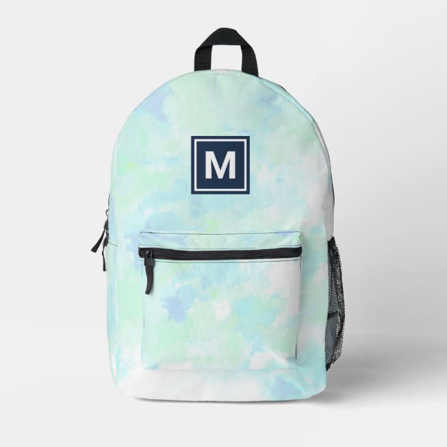 Impresa Monograma Mochila de tinte de tie-dye Girly Pastel (Anverso)