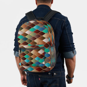 Impresa Mosaico colorido en toda la mochila de impresión