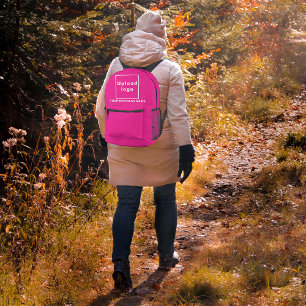 Impresa Nombre comercial y logotipo en mochila rosa