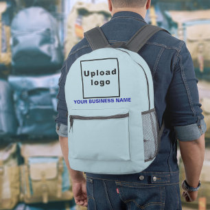 Impresa Nombre de la empresa y logotipo en mochila azul cl