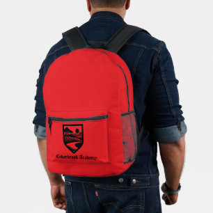 Impresa Nombre escolar personalizado y mochila roja brilla