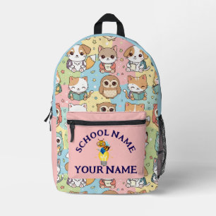 Impresa Nombre Personalizado & Colegio Mochila Divertida p