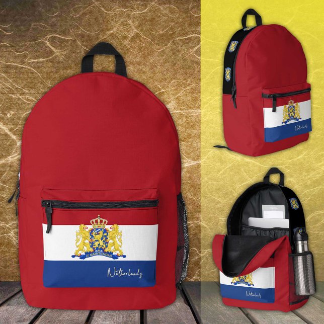 Impresa Países Bajos, mochila roja, bandera holandesa/patr (Subido por el creador)