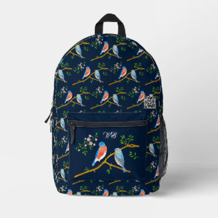 Impresa Pájaros Azules Mochila Azul