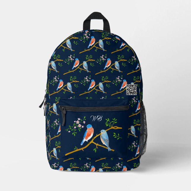 Impresa Pájaros Azules Mochila Azul (Anverso)