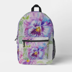 Impresa Pansy Pansies Purple Watercolor Chicas Mochila