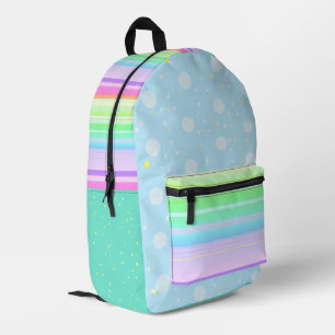 Impresa Pastel estético lindo arco iris azul Mochila