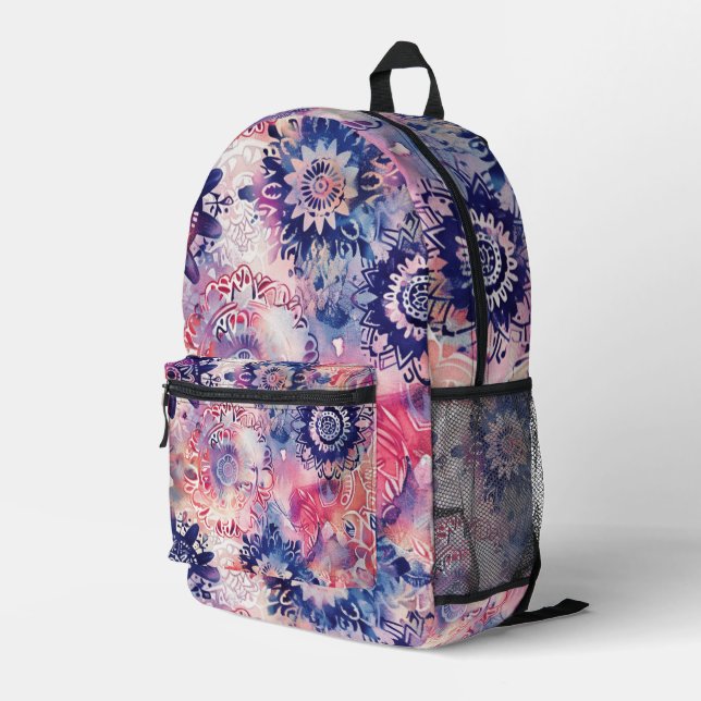 Impresa Patrón de mochila mandala vibrante (Esquina derecha trasera )