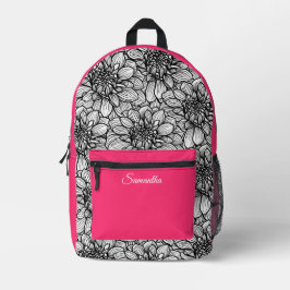 Impresa Personalizado con mochila floral rosa de nombre