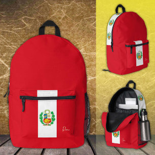 Impresa Perú, mochila roja, bandera peruana / patriota