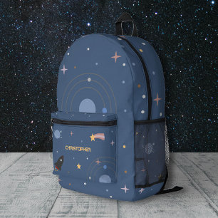 Impresa Planetas y cohetes, mochila azul del espacio exter