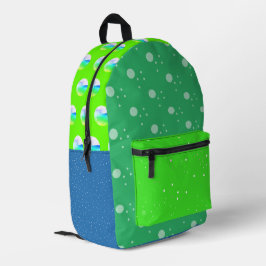 Impresa Pos de polka artística azul verde Mochila