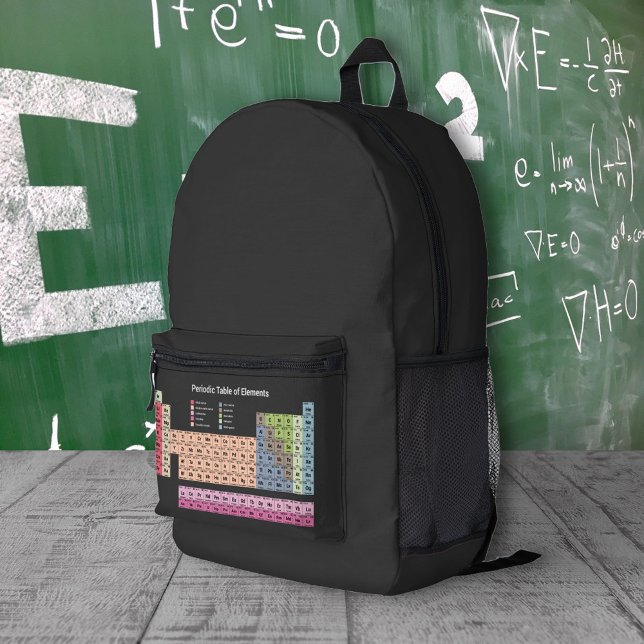 Impresa Tabla periódica de elementos Mochila negra (Periodic Table of Elements Black Backpack)