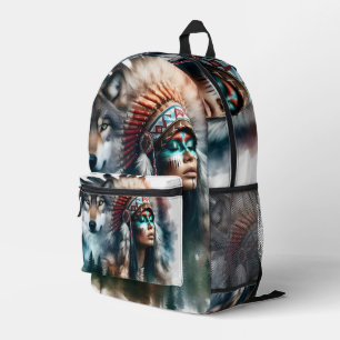 Impresa Tocado Tribal y Mochila de Lobo