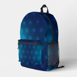 Impresa Una mochila azul con un bolsillo delantero