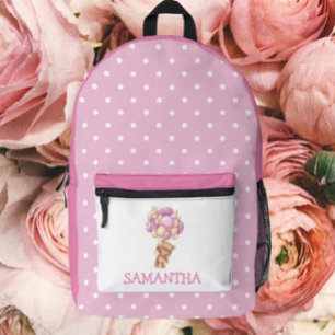 Impresa Volver a la escuela Chica Tema del oso Mochila imp