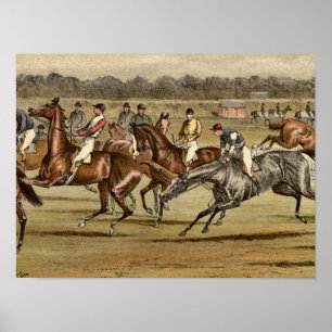 Impresión 1886 de la carrera de caballos de la