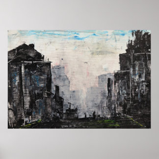Impresión abstracta de la ciudad gris, cartel de v