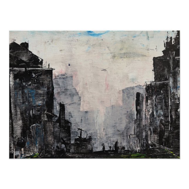Impresión abstracta de la ciudad gris, papel de ca (Anverso)
