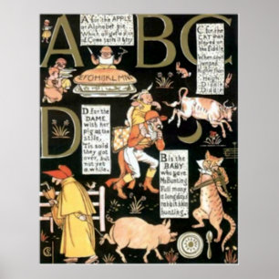 Impresión abstracta de niños ABC de época