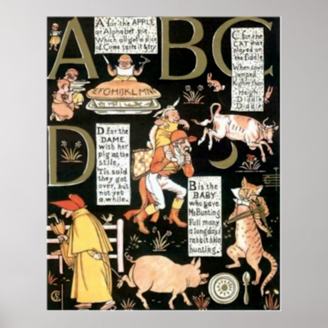 Impresión abstracta de niños ABC de época (Frente)