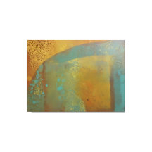 Impresión abstracta en placa Gelli azul teal amari
