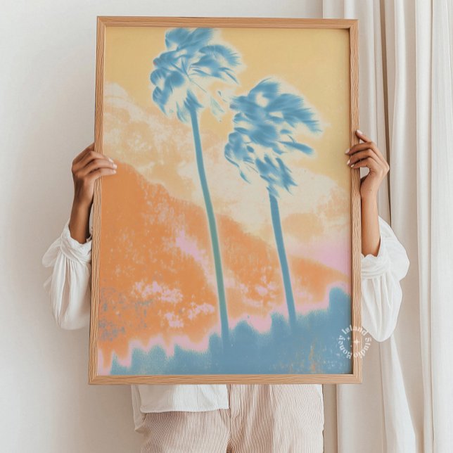 Impresión abstracta retro de verano de palmera tro (Retro Summer Abstract Tropical Palm Tree Print)
