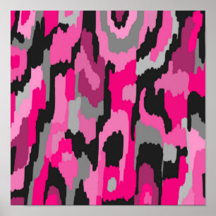 Impresión abstracta rosa y negra
