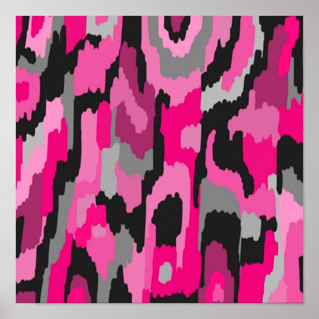 Impresión abstracta rosa y negra (Frente)