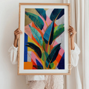 Impresión abstracta tropical, arte de pared coster