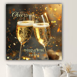Impresión Acrílica Alegres de vino espumoso festivo<br><div class="desc">Pintura con ovejas con dos vasos de vino espumoso. Puede agregar sus textos personalizados,  por ejemplo para celebrar un boda o aniversario. Personalizable para cualquier celebración.</div>