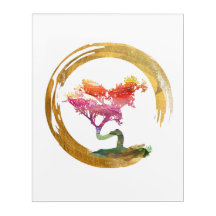 Árbol de los bonsais. Círculo de Enso del zen.