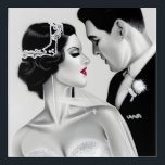 Impresión Acrílica B&W Retro Art Deco Vintage Bride & Groom<br><div class="desc">B&W Retro Art Deco Vintage Bride & Groom</div>