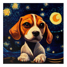 Cachorro De Beagle Cudo Al Estilo Vincent Van Gogh