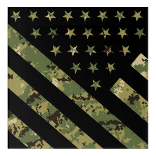 Impresión Acrílica Camuflaje digital militar Bandera estadounidense