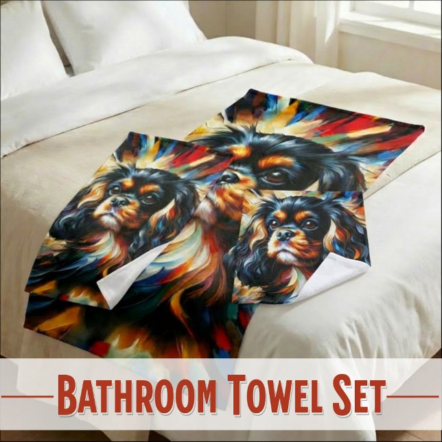 Impresión acrílica del perro Cavalier King Charles (Premium Black & Tan Cavalier Spaniel Microfiber Towel Trio)