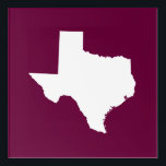 Impresión Acrílica Forma de vino y Texas blanca<br><div class="desc">Forma del estado de Texas en bonito vino tinto violáceo oscuro y blanco. Puede personalizar de todos los colores en este diseño minimalista moderno de mapas de arte pop. También puede transferir esta forma de personalizable texano a otros regalos para su familia y amigos. Agregue texto personalizado o símbolos de...</div>