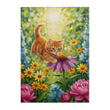 Gatito en las Flores de Cono