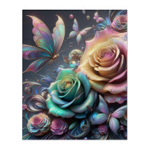 Hermosos Rosas irlandeses y mariposas