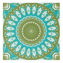 Mandala de plumas turquesa y verde