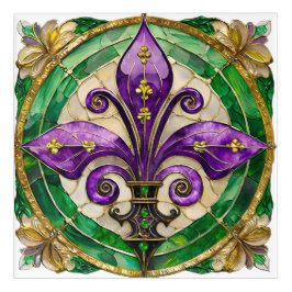 Impresión Acrílica Mardi Gras Sained Glass Fleur de lis