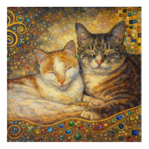 Mejores amigos gatos inspirados en Klimt