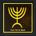 Impresión Acrílica Menorah Flame<br><div class="desc">Una representación digital dorada y marrón de la menorah judía de siete ramificaciones (hebreo: מְ נ וֹ רָ ). Añade tu propio texto. La menorah de siete ramas, utilizada en el santuario portátil establecido por Moisés en el desierto y más tarde en el Templo en Jerusalén, ha sido un símbolo...</div>