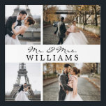 Impresión Acrílica Monograma moderno Collage de fotos recién casados<br><div class="desc">Celebra tu reciente matrimonio con estas 4 fotos,  monogramadas.</div>