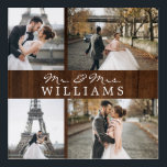 Impresión Acrílica Monograma moderno Collage de fotos recién casados<br><div class="desc">Celebra tu reciente matrimonio con estas 4 fotos,  monogramadas.</div>